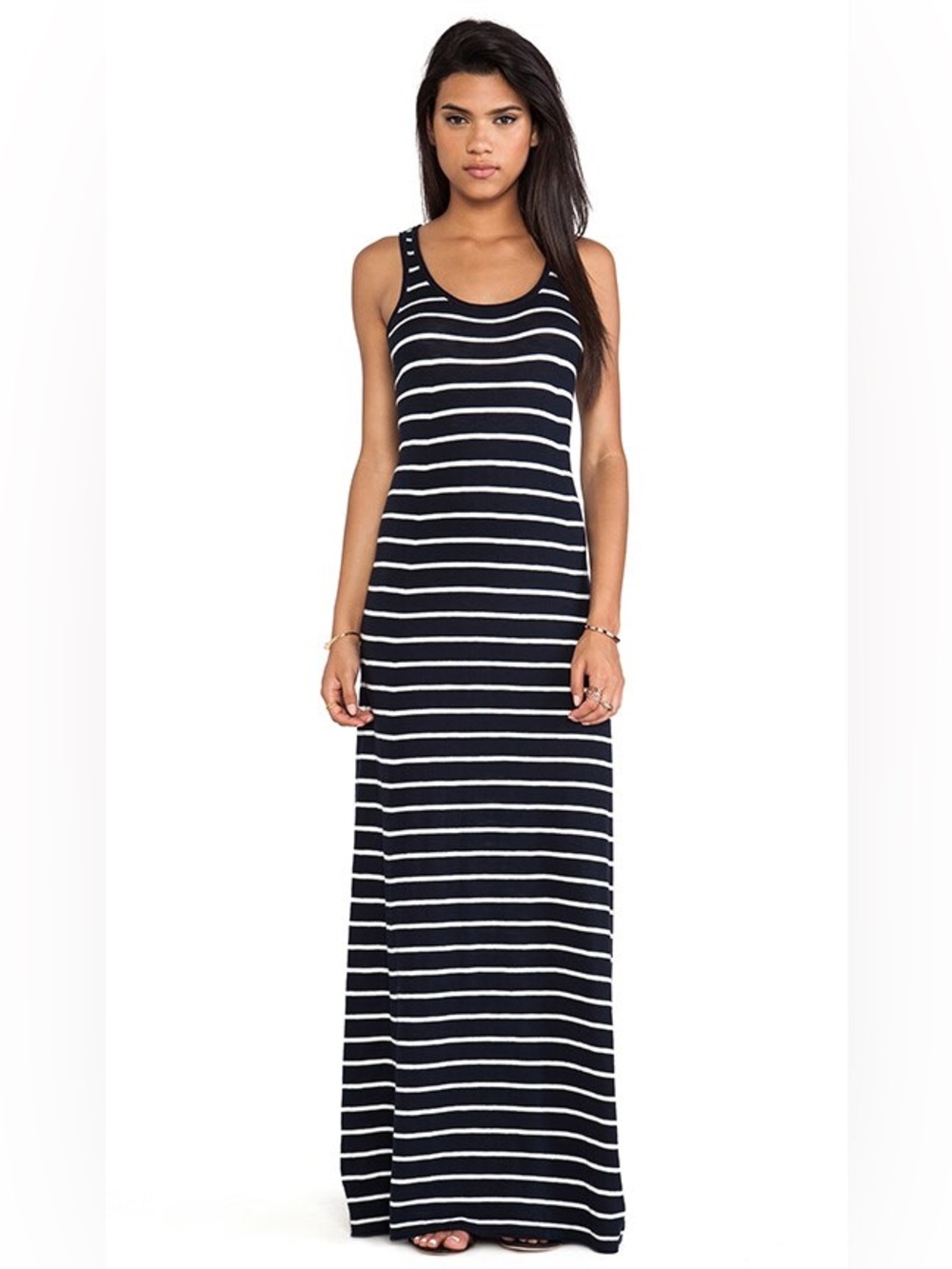 Vince Navy White Striped Maxi Dress Small 100% Cotton Tank Dress Revolve